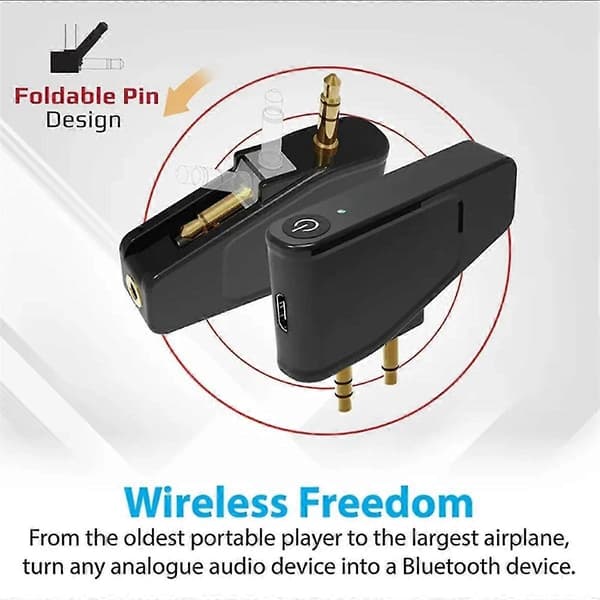 Bluetooth 5.3 Flyveplansadapter til fly A2DP Transmitter kompatibel med Aonic 40 50 Trådløs (FMY) Black