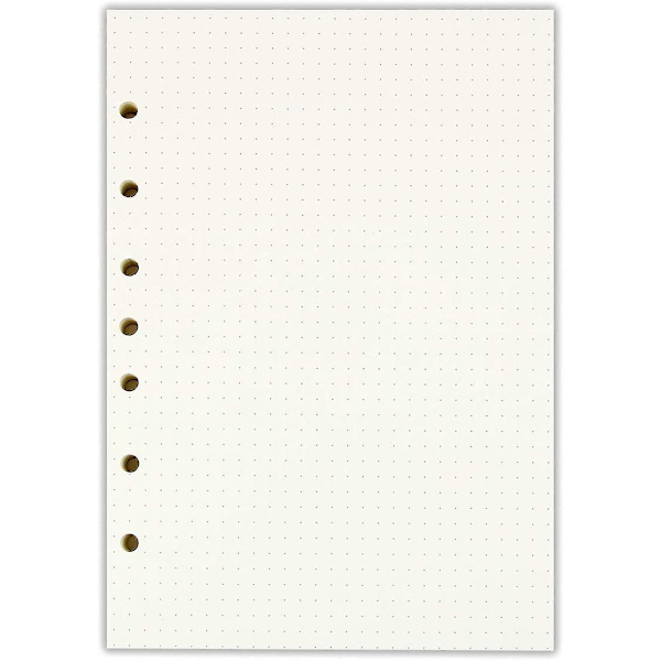 A5 6-rings Perm/planlegger Refill Papir For Filofax, 6 Hull, 45 Ark/90 sider, Prikket Rutenett (FMY)
