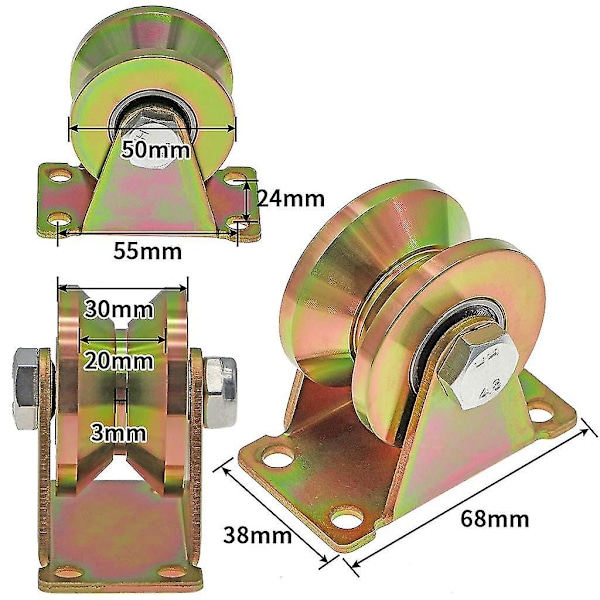 St V-spår Hjul, 50mm Skjutgrind Hjul, V-spår Stålhjul, För Skjutgrind, Lastkapacitet 270kg Per Rulle SXQ (FMY)