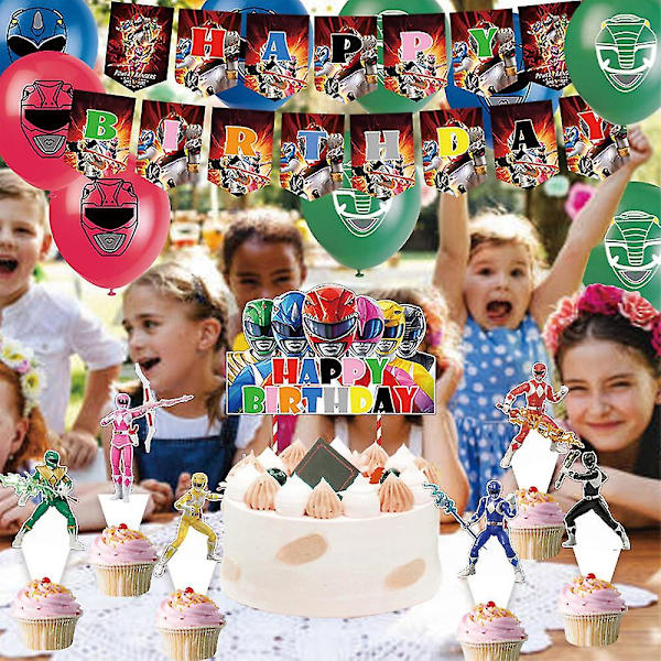 Power Rangers Temafest Pynt Ballonger Banner Kake Topper Sett (FMY)