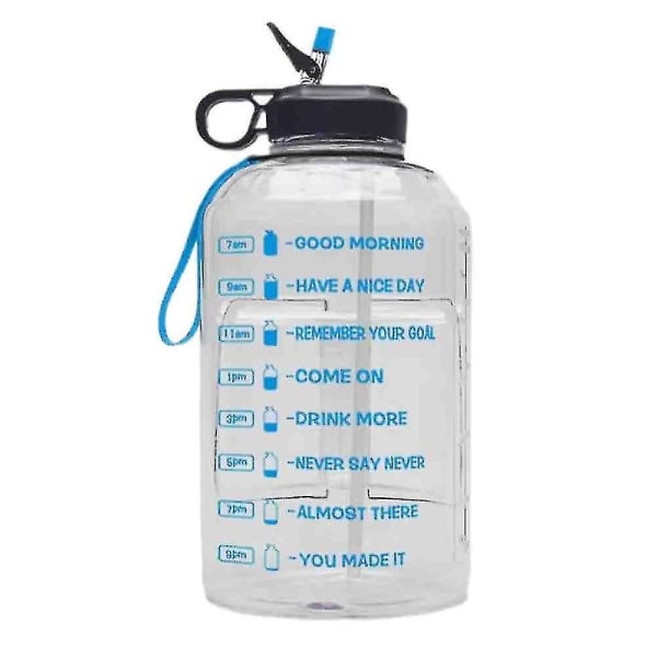 3,78 l stor vandflaske hydrering med motiverende tidsmarkørpåmindelse (FMY) White