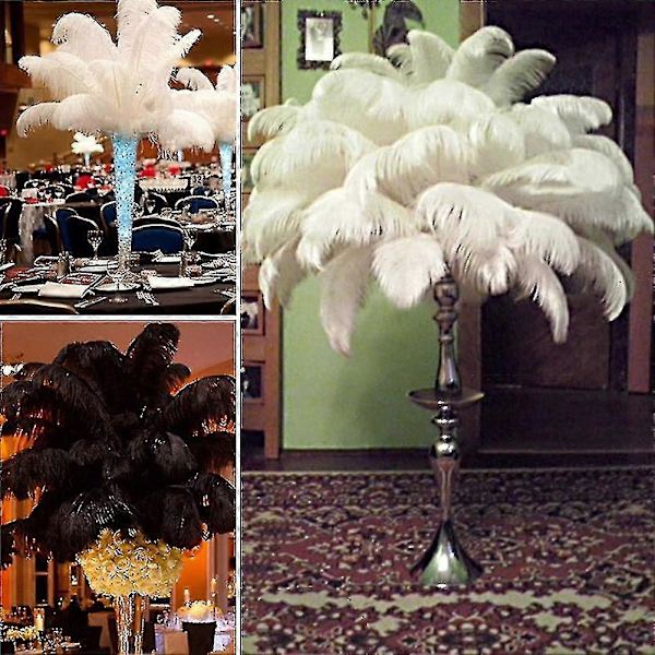 10 stk Strudsefjer Plume Midtpunkt Bryllup Fest Bord Dekoration - Farve: Hvid (FMY)