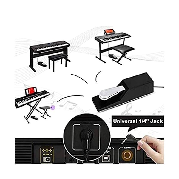 Klavertastatur Velegnet Til Elektrisk Klaver Elektronisk Keyboard Elektronisk Klaverpedal (FMY) Black
