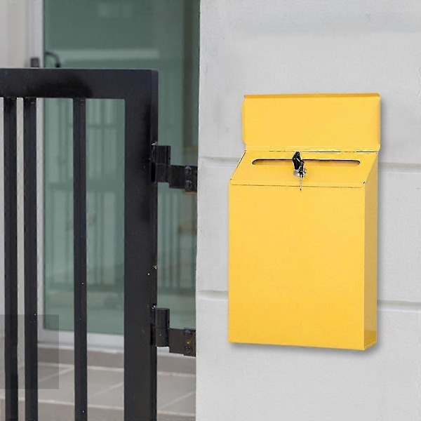 Väggmonterad brevlåda med lås, kommentarsfack, betalningshållare (FMY) Yellow