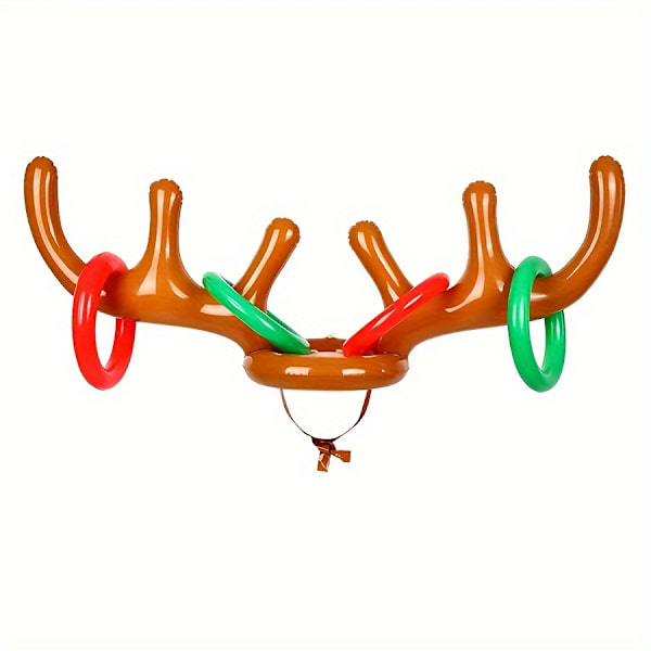 2 sett med oppblåsbare reinsdyrgevirspill, (2 oppblåsbare reinsdyrgevir, 8 reinsdyrringkast) Oppblåsbare reinsdyrgevirhatt med ring (FMY) 2pcs Antlers