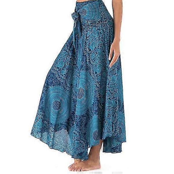Lång Bohemisk Gypsy Boho Hippie-kjol för kvinnor (FMY) blue