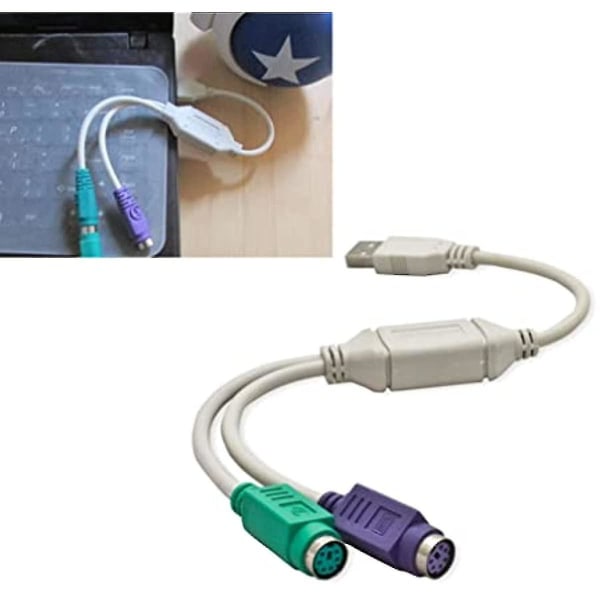 1 pakke usb til dobbel PS2 tastatur mus konverter adapter kabel for bærbar PC datamaskin adapter (FMY)