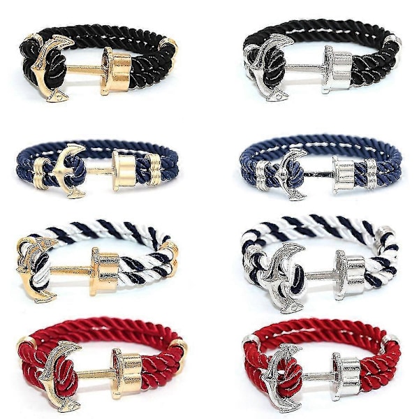 \"Navy Anchor Herrearmbånd\" (FMY) Blue white gold