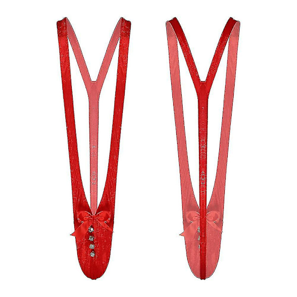 Jultomte Män Novelty Sexy V-formad Snögubbe Rensa Mankini Kalsonger T-backs Suspender En Delig Underkläder - (FMY) Red