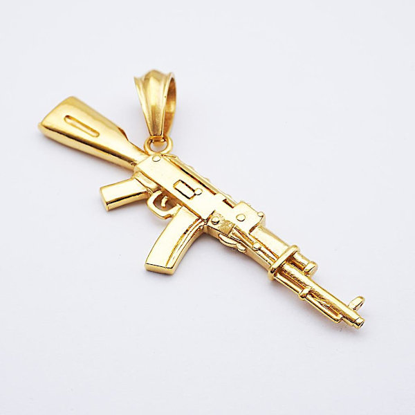 Tekoarmeijan kivääri kone     Riippuva kaulakoru lahja mies Cs pelaaja Asg kulta  (FMY) AK 47 Gold