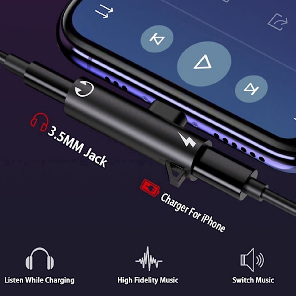 Lightning till 3,5 mm Jack Hörlurar Ljudladdningsadapter Konverterare för Iphone (FMY) red