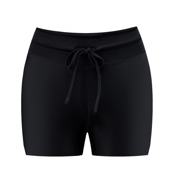 Badeshorts for kvinner Høyt midjet badedrakt Nederdel Badedrakt Gutteshorts Badetøy Bikinibrettshorts, svart, xl (FMY)