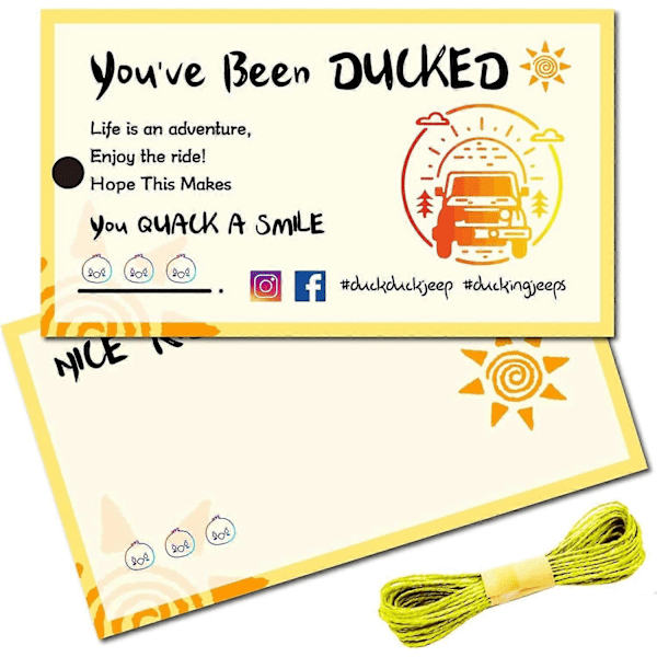 50 kpl You've Been Ducked -kortteja, Ankkakyltit, Ankkapelin kortit, DIY Jeep -ankkakortti reiällä ja narulla (FMY)