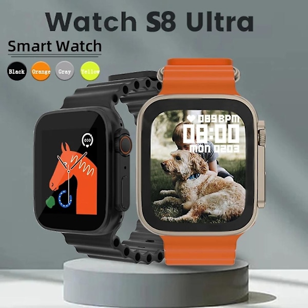 S8 Ultra Series 8 Smart Watch 1.44 tommers HD-skjerm Menn Kvinner Bluetooth-samtaler Gps  (FMY) black