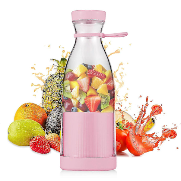 Portabel Mini Elektrisk Blender 300ml Juicekopp 6 Blad För Smoothie Milkshake Juice Barnmat Inbyggt Uppladdningsbart Batteri För Resor Spo (FMY) Pink