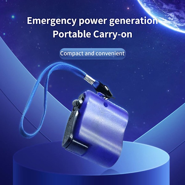Farfi Hand Crank Charger Bärbar Säker Laddning Usb Port Mobiltelefon Surfplatta Manuell Nöd Dynamo För Utomhus  (FMY) Blue
