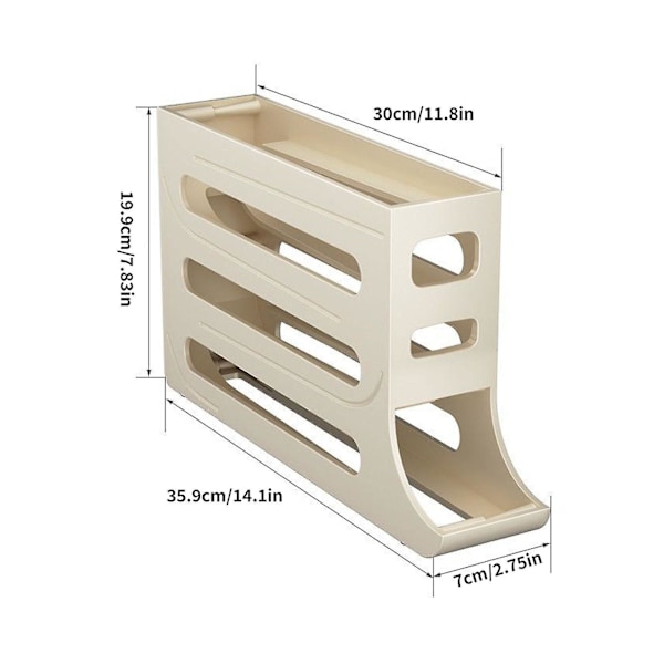 Eggdispenser med automatisk rulling - Eggrullestativ for kjøleskap - Oppbevaring av 30 egg - SDR (FMY) Grey