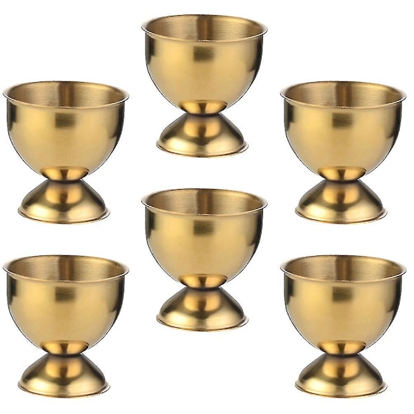 6 kpl Ruostumattomasta Teräksestä Valmistettuja Munakuppien Pöytäjalustoja Pienille Oluen- Ja Viinilasille (FMY) Golden 4.7x4.7x4.7cm