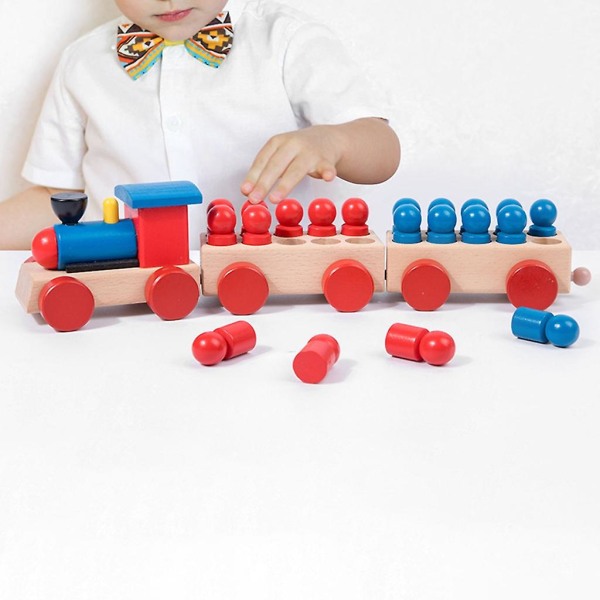 Värikäs vetojunalelu muodon lajittelulelu pinottava lohkolelu Toddler opettavainen aivokehityslelu taaperolle (FMY)