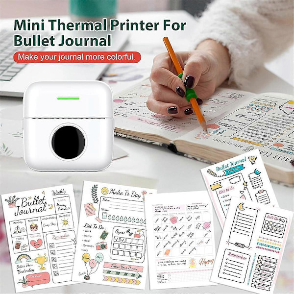 Mini Sticker Printer Maker Termisk Printer, Bluetooth Trådløs Bærbar Telefonprinter, Lille Instant (FMY) White