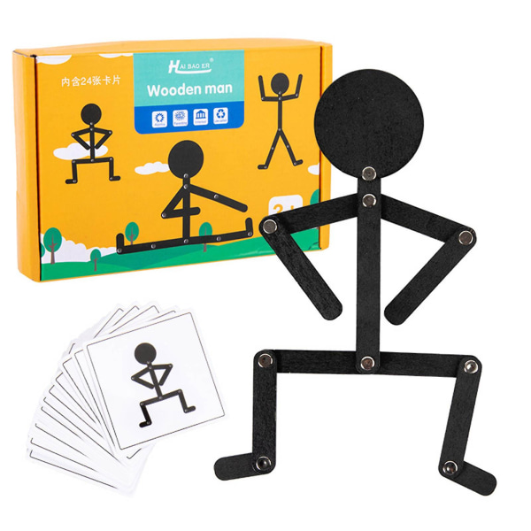 För kreativ sport Liten man Ledad pusselbräda Leksakshållning Matchande Tangram Board sticksåg för baby Early Educat (FMY)