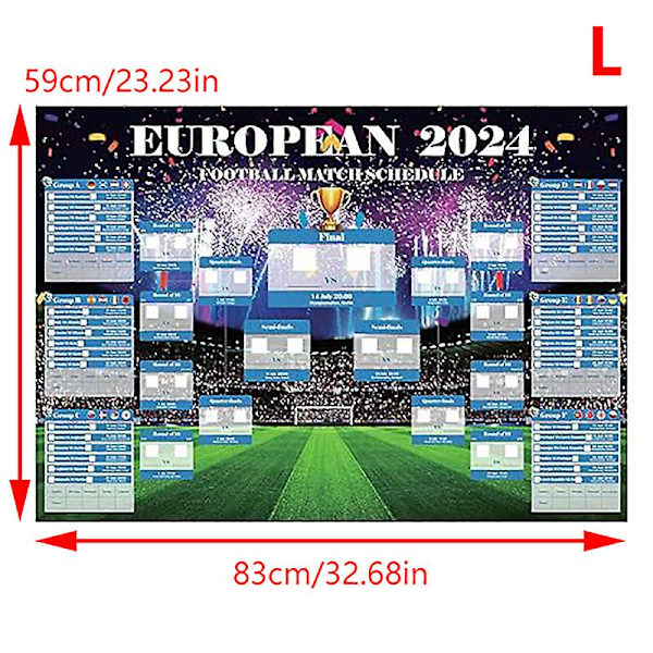 2024 Tyska EM-matcher Schema Matcher Fotboll Affischer Väggkarta Kalender  (FMY) L