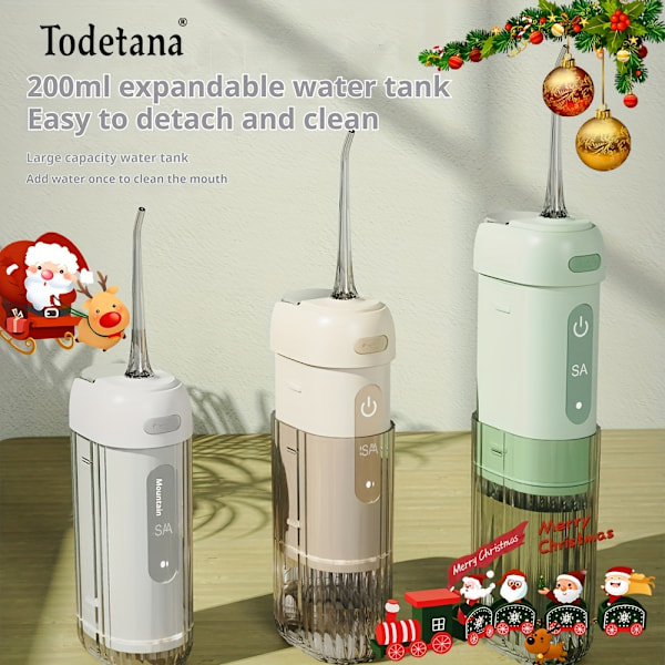 Vattenfloss - Trådlös Laddningsbar Tandspruta Med 3 Lägen, Inbyggd Tank Och Kraftfull Batteritid För Hemma Och Resor, Tandvård, Tandställning (FMY) Lemon Yellow Water flosser with two nozzles