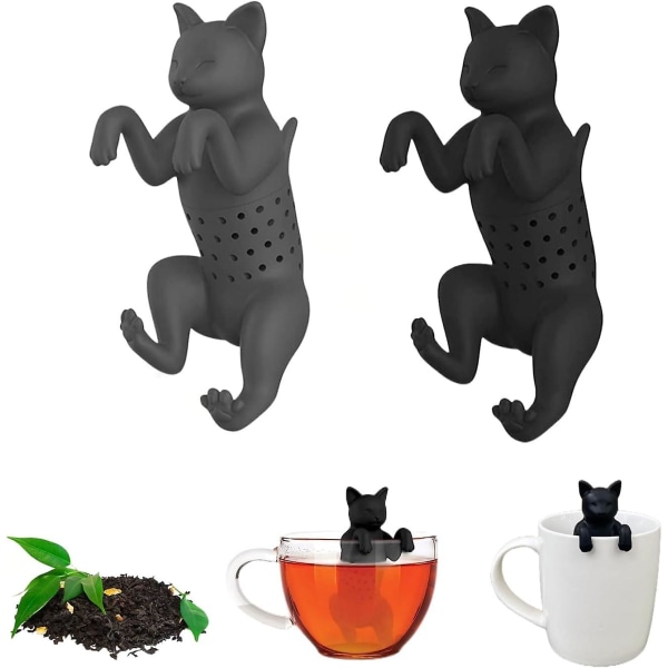 Te Infuser, förpackning med 2 silikon tesil Te Infuser Tea Ball Tea Filter (katt) (FMY)