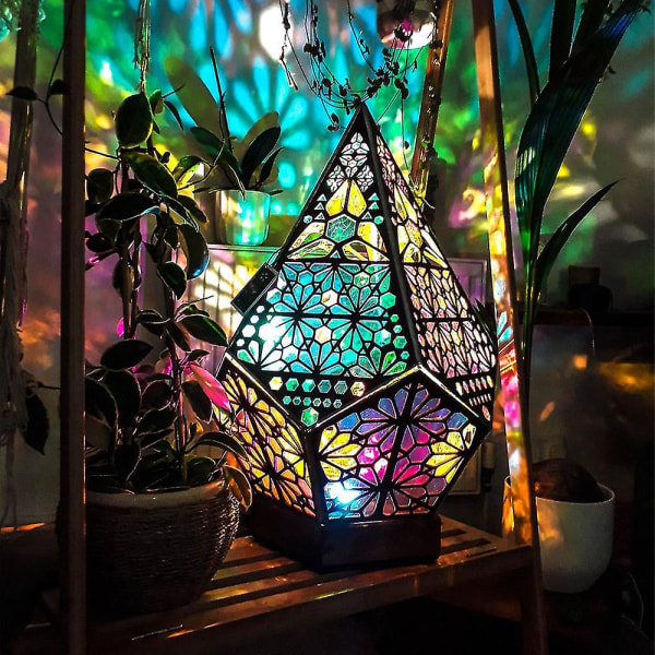 Bohemian Mosaic Starry Sky Polar Star Projection Light Led Gulv Nattbordslampe (FMY)