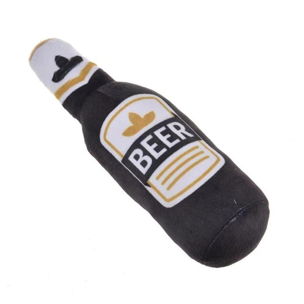 Hunde Plyslegetøj Pet Kvækkende Trykt Ølflaskeformet Legetøj Hund Bidresistent Rens Tænder Tygge (FMY) Gray Beer