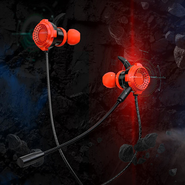 G7 Universal 3,5 mm kablet gaming in-ear-hovedtelefon med mikrofon til telefon/computer (FMY) Red Updated Version*