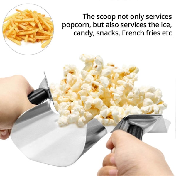 Rustfrit Stål Popcorn French Fry Spatel, Multifunktionel Spatel til Chips Popcorn osv. med Dobbeltgreb, 230 x 200 mm (FMY)