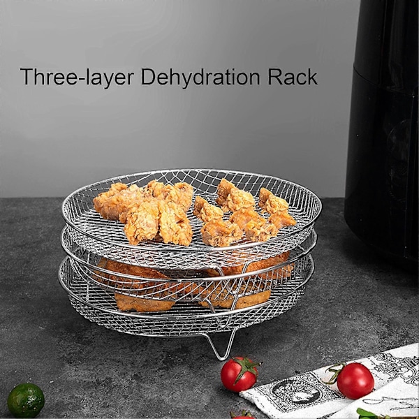 3 st Luftfritösställ Stapelbara Torkställ Rostfritt Stål Korgbricka Tillbehör för Ugn Mikrovågsugn Bakning Rostning (FMY) Rectangle