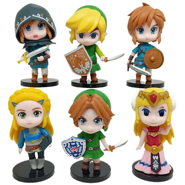 2024 Uusi malli The Legend of Zelda 6 kpl/setti 10cm Q-versio Link Prinsessa Zelda Hahmo Peli Koriste Anime Koristeet Malli Kokoelma Nukkeja (FMY) 6 Pcs