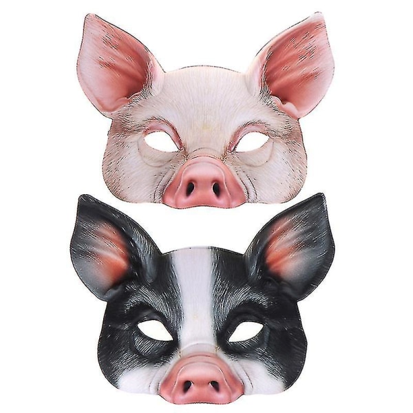 1 stk Ball Mask Pig Half Face Party Mask For Halloween Festival Stage Performance (FMY) White