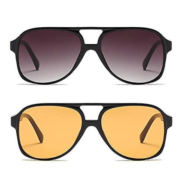 Vintage retro 70'er solbriller til kvinder Mænd Klassisk stor firkantet aviator stel Uv400 hornindfattede briller (FMY)