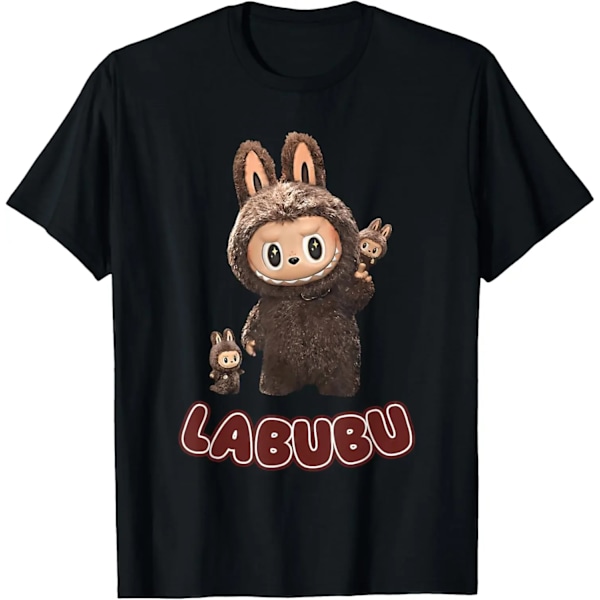 Rolig Labubu Söt Labubu The Monsters Brun Meme T-Shirt Casual Kortärmad Bekväm Ventilerande Bästsäljande Streetwear(FMY) black S