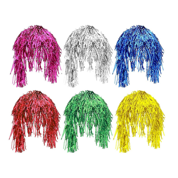 6 st Glittrande Tinsel Peruker Dekorativa Hårperuker Fest Tinsel Peruk Metalliska Hårperuker Hårprydnad (FMY) Assorted Color 30x23cm
