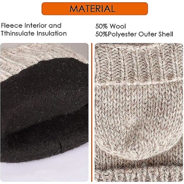 Termisk isolering Fingerløse tekstilhandsker i uld til kvinder og mænd Vintervarme strikkede konvertible luffer (FMY)
