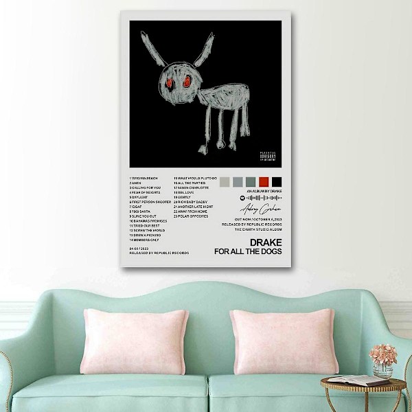 Drake Poster för All the Dogs Albumomslag Poster för Rum Estetisk Poster Dekorativ Måleri Canvas Väggkonst Vardagsrum Posters Sovrum P  (FMY) No Frame 30x45cm(12x18in)