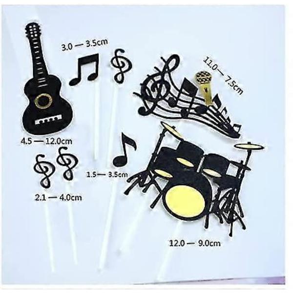 Musikknoter Kake Toppers, Musikktema Bursdagsfest Tilbehør, Musikknoter Cupcake Toppers Gitar Kake Toppers For Musikkfest Baby Shower (FMY)