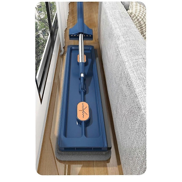 Gulvrengjøringsmopp Håndfri Klemmopp Hjemmerengjøring Mikrofiber Roterende Mopp Gulvvaskekost (FMY) Navy Blue