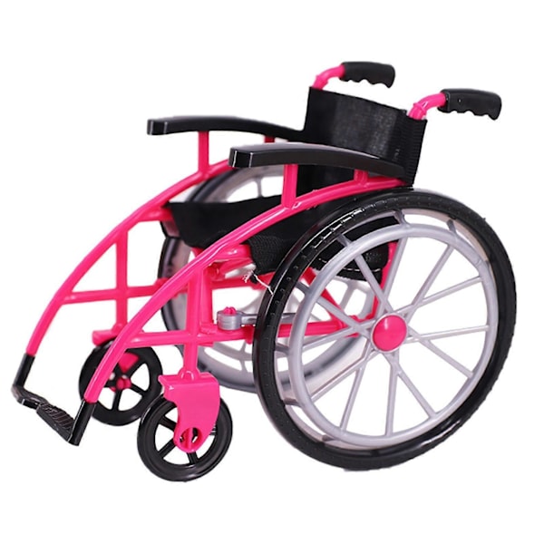 1 Set med dockvagn och kryckor leksakssats Röd mini-rullstol modell Miniatyrrullstol Kryckor prydnader för barn Lekleksak för (FMY) Pink One Size