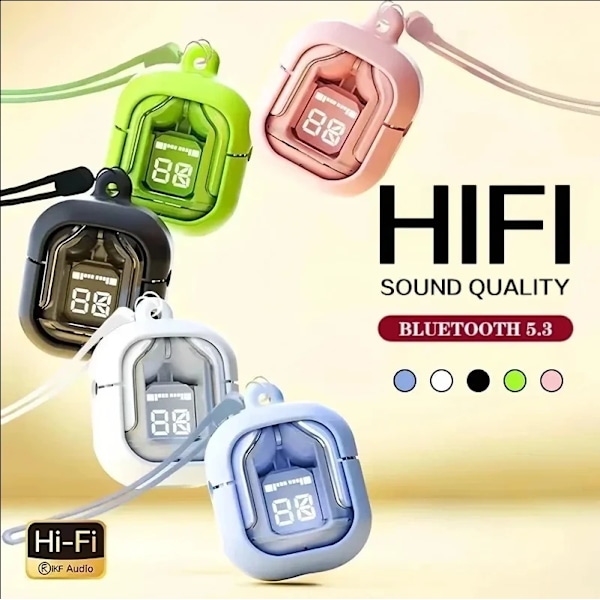 (Osta kuulokkeet, saat suojakotelon + kaulanauhan) T2 TWS -peli kuulokkeet Bluetooth 5.3 melunvaimennus HD HiFi Stereo langattomat kuulokkeet (FMY) green