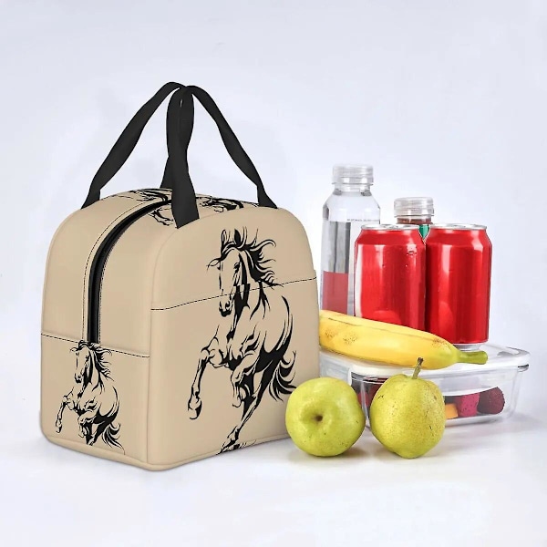 Isolerad Lunchväska för Häst för Kvinnor Män Bärbar Ridgåva Termisk Kylare Lunchlåda Strand Camping Resa (FMY) B-T-5250 22x20x13cm