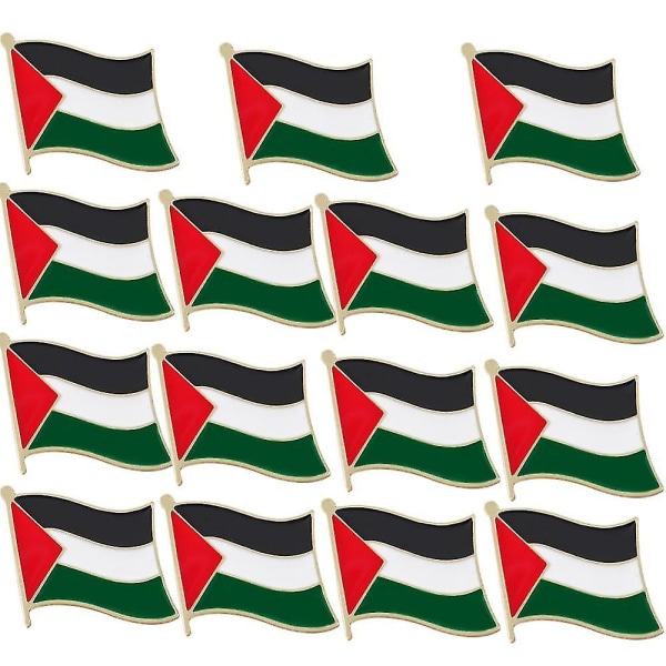 15pcs Palestine Flag Pin Lapel Badge Palestine Flags Brooch Pins Badges Palestine National Day Decorations -gt  (FMY)