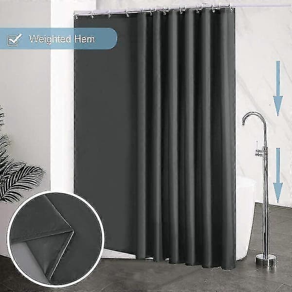 Extra Bred Duschdraperi 240x200 Cm - Mögelresistent - Mörkgrå - Vattentät (FMY)
