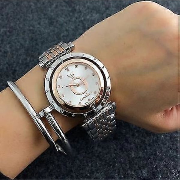 Kvinners Rotatable Casual Klokker Kvinner Rotatable Casual Klokker Dame (FMY) Silver Gold
