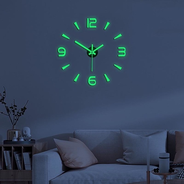 Mode 3d självlysande klocka Kreativ väggklocka Modern väggkonst Digital klocka i akryl (FMY)