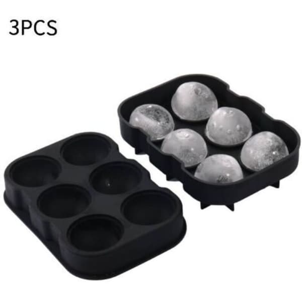 Set med 3 isbitsformar i silikon – Isbitsform med lock – BPA-fria isbitsformar i silikon – Runda isbitsformar i silikon – Sfäriska (FMY)